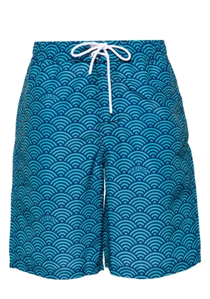 Kenzo Seigaiha-print swim shorts - Blue