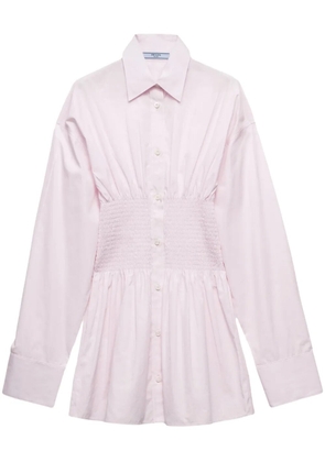 Prada smocked-waist poplin shirt - Pink