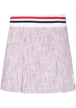 Thom Browne tweed seersucker pleated skirt - White