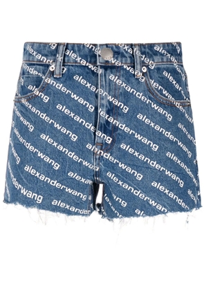 Alexander Wang logo-print denim shorts - Blue