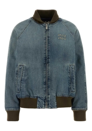 Miu Miu zip-up denim bomber jacket - Blue