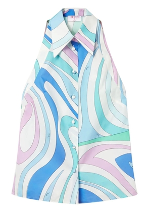 PUCCI Marmo-print sleeveless shirt - White