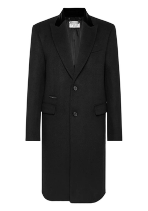 Philipp Plein flocked-logo coat - Black