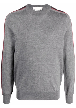 Alexander McQueen logo-tape jumper - Grey