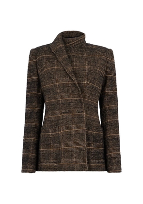 Philosophy Di Lorenzo Serafini asymmetric lapels check blazer - Brown