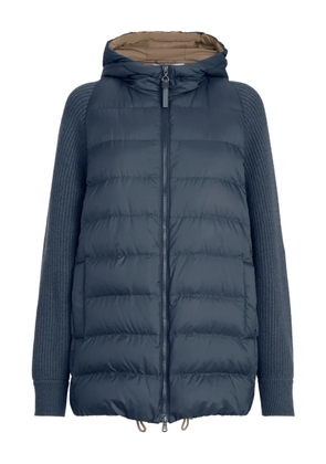 Brunello Cucinelli hooded knit-sleeve jacket - Blue