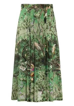 Alberta Ferretti pleated floral print skirt - Green