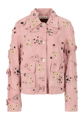 Marni flower-appliqué studded jacket - Pink