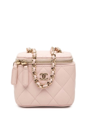 CHANEL Pre-Owned 2021 Mini CC Quilted Caviar Vanity Case with Chain crossbody bag - Pink