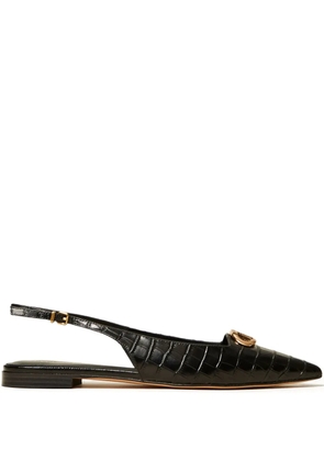 TWINSET crocodile-print slingback mules - Black