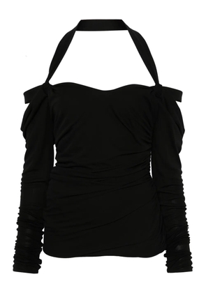 The Attico halterneck long-sleeves mini dress - Black