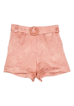 TWINSET leaf-print belted shorts - Pink