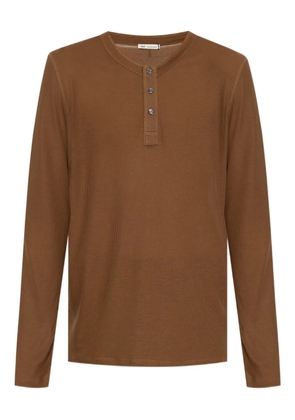 AMI Paris ribbed Henley T-shirt - Brown