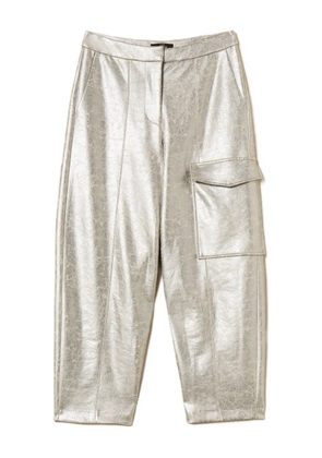 TWINSET cracked-effect utility-pocket trousers - Grey