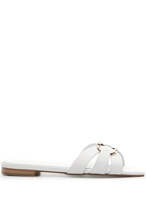 TWINSET Oval T-plaque leather slides - White