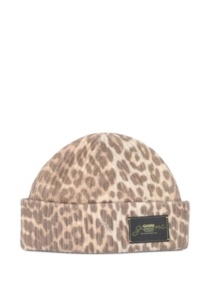 GANNI leopard-print beanie - Neutrals