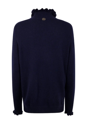 TWINSET high-neck logo-detail sweater - Blue