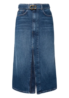 TWINSET belted midi denim skirt - Blue