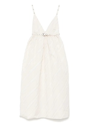 GANNI stripe-pattern midi dress - Neutrals