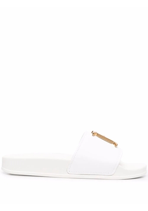 DSQUARED2 logo-lettering flat slides - White