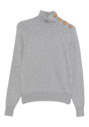 Balmain high-collar button-detail sweater - Grey