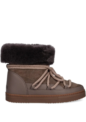 Inuikii fleece-trim lace-up boots - Brown