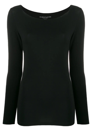 Majestic Filatures boat neck stretch top - Black