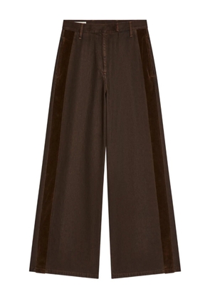 DRIES VAN NOTEN stripe-details denim trousers - Brown