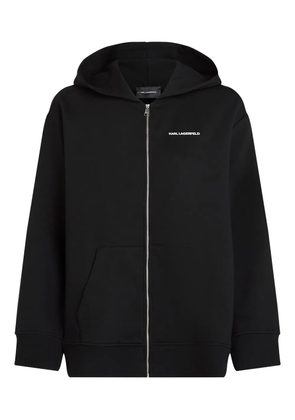 Karl Lagerfeld logo-leopard zip hoodie - Black