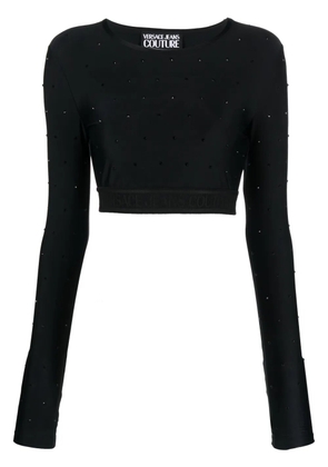 Versace Jeans Couture crystal-embellished crop top - Black