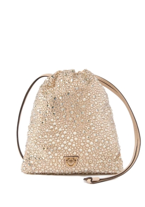 PINKO crystal-embellished drawstring clutch - Neutrals