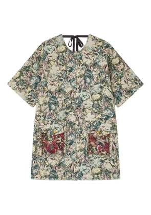 GANNI floral-print pocket mini dress - Neutrals