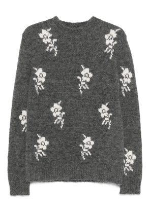 Jil Sander floral-pattern crew-neck sweater - Grey
