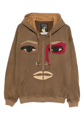 KidSuper face-appliqué zip-up hoodie - Brown