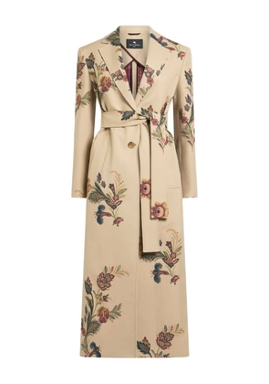 ETRO floral-print belted coat - Neutrals