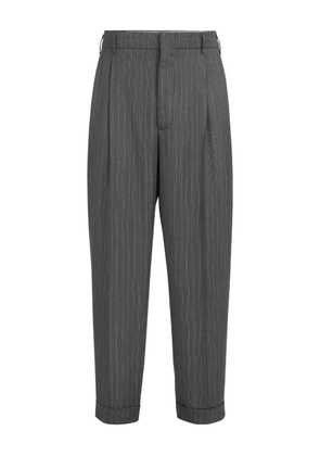 Brunello Cucinelli striped-pattern double-pleats trousers - Grey