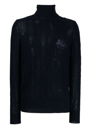 ETRO roll-neck cashmere cable-knit jumper - Blue