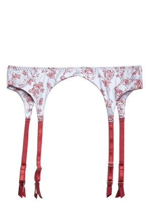 Fleur Du Mal rose-jacquard garter belt - Blue