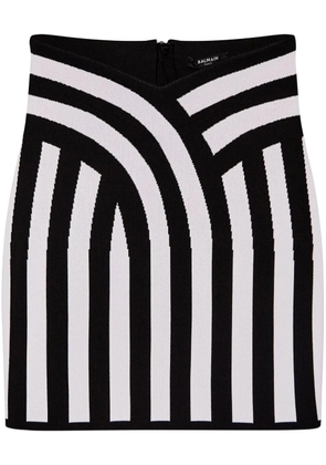 Balmain striped intarsia-knit miniskirt - Black