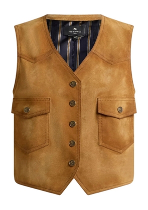 ETRO pocket suede waistcoat - Brown