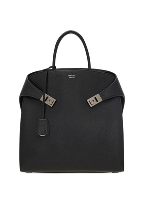 Ferragamo Hug Gancini -buckle calfskin tote bag - Black