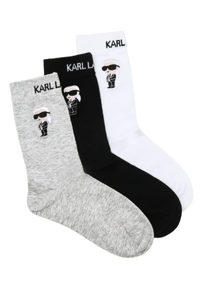 Karl Lagerfeld Ikon-embroidered socks (pack of three) - Black