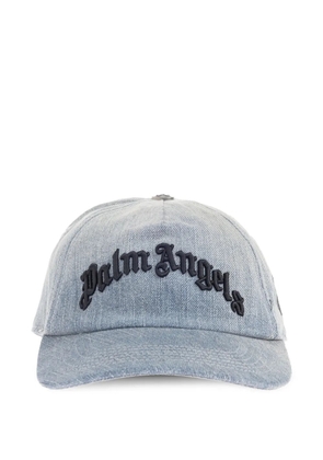 Palm Angels logo-embroidered denim cap - Blue