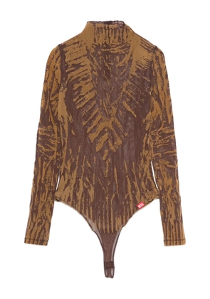 Diesel abstract-print high-neck bodysuit - Brown