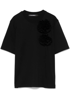 Karl Lagerfeld floral-appliqué T-shirt - Black