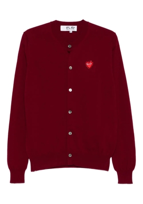 Comme Des Garçons Play heart-emblem rhinestone-embellishment cardigan - Red