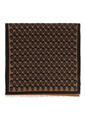 Alexander McQueen skull-print scarf - Brown