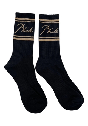 RHUDE logo striped socks - Black