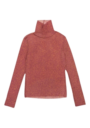 Callipygian mesh roll-neck top - Red
