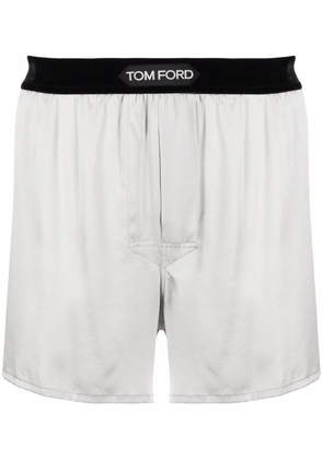 TOM FORD logo-waistband silk boxers - Grey